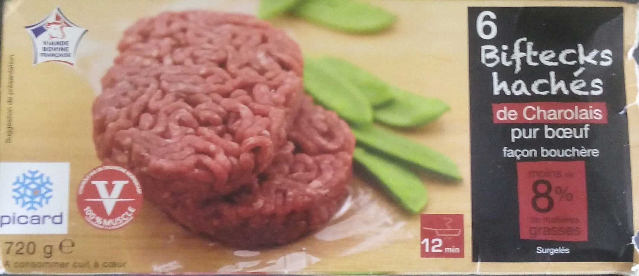 Picard 6 Biftecks hachés de Charolais pur boeuf packshot