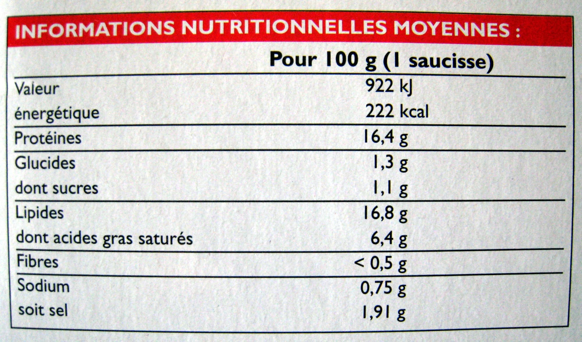 Picard 4 Saucisses de Toulouse - surgelées packshot