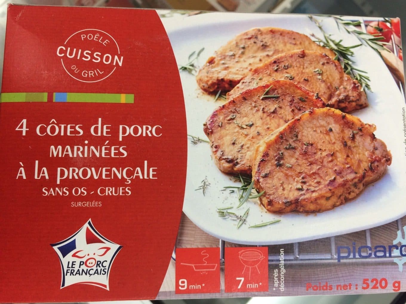 Picard 4 côtes de porc marinées à la provencale sans os - crues surgelées packshot