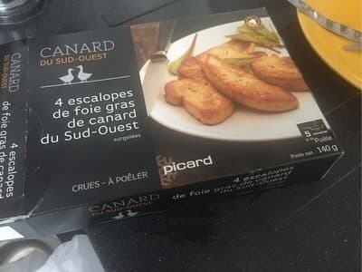 Picard 4 escalopes de foie gras cru de canard du Sud-Ouest packshot