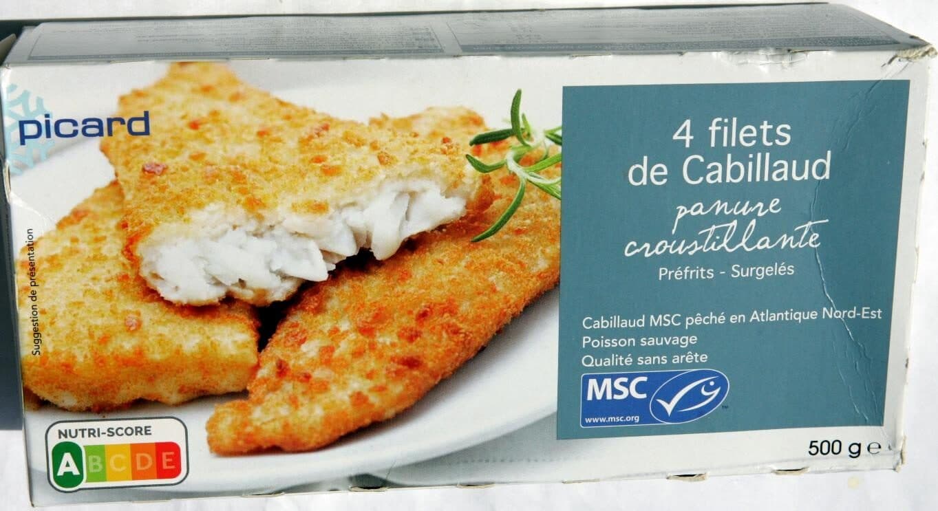 Picard 4 filets de cabillaud panure croustillante packshot