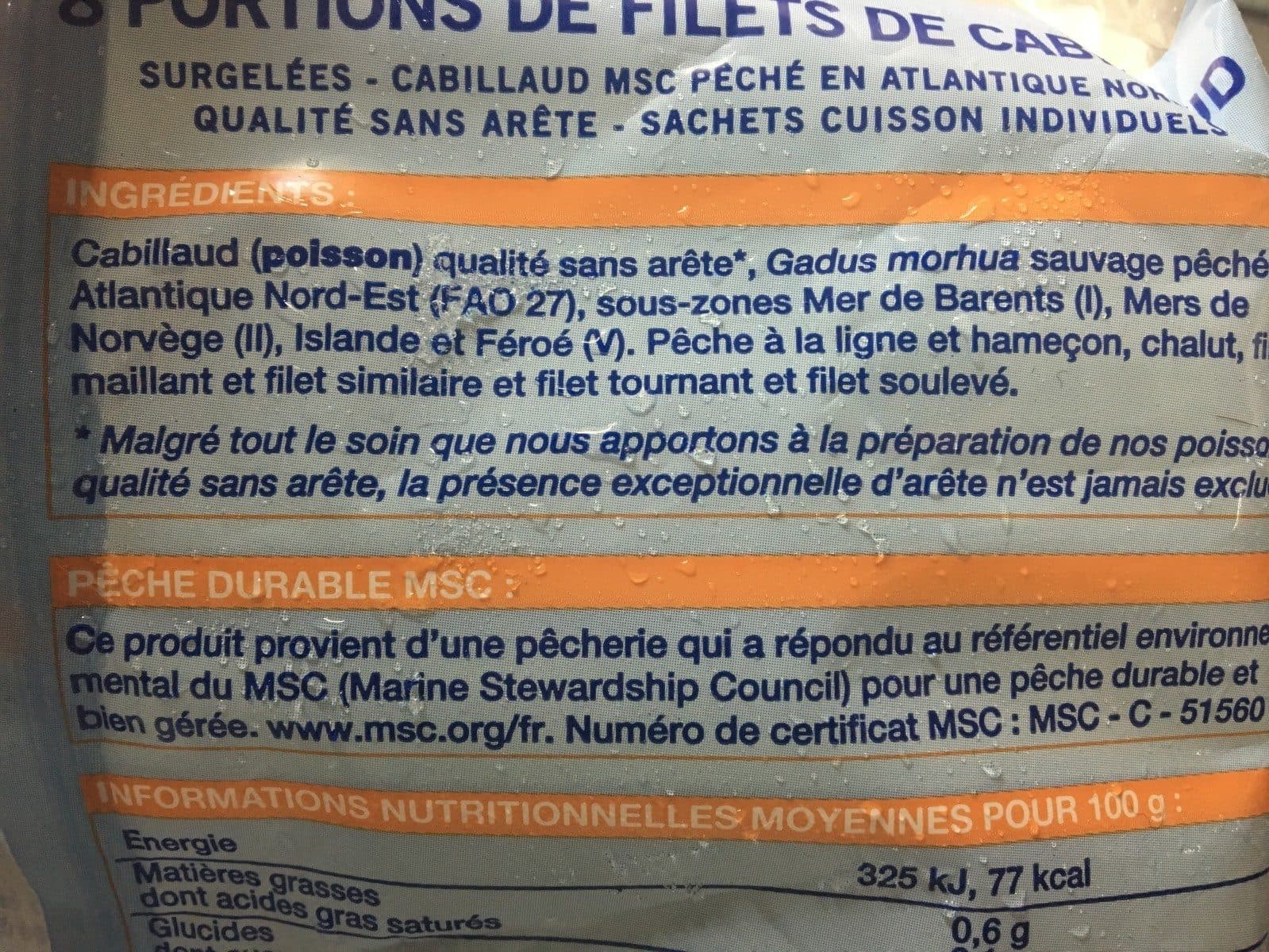picard 8 portions de filets de cabillaud packshot