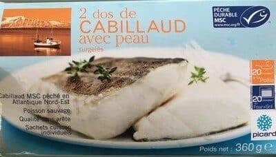 Picard 2 dos de Cabillaud avec peau packshot