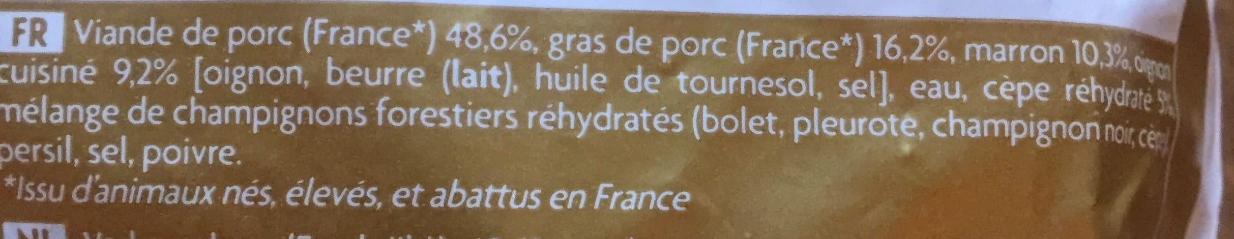 Picard Farce marrons et cèpes packshot