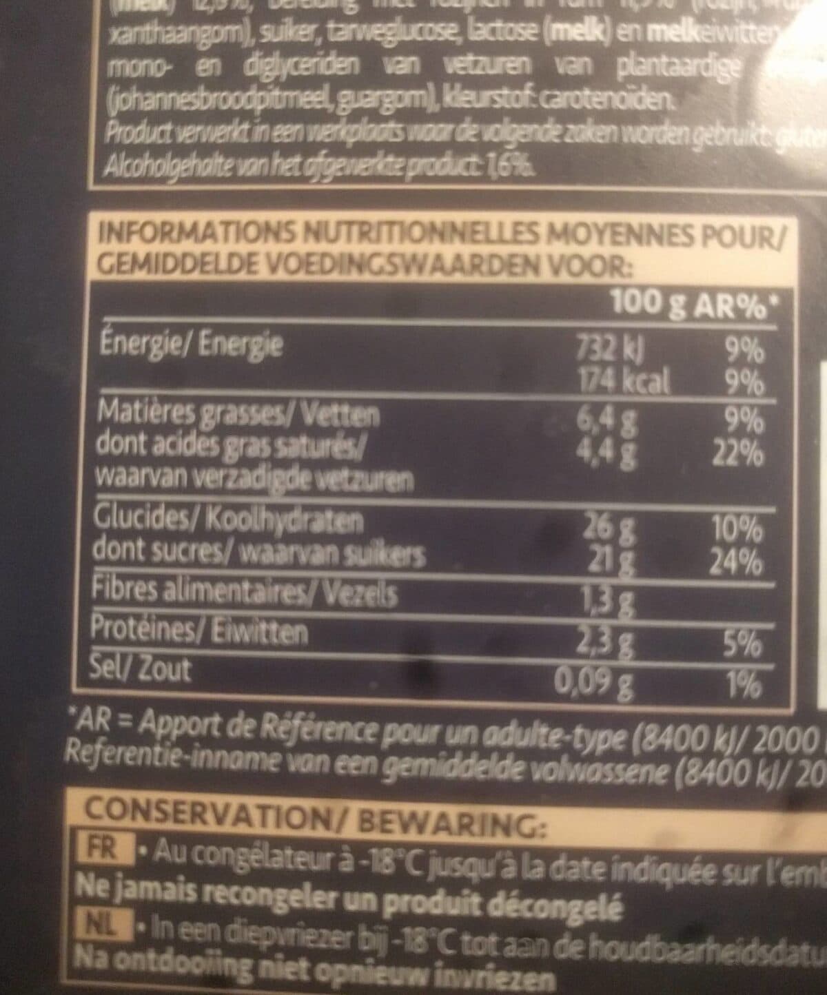 Picard Crème glacée Rhum raisins packshot