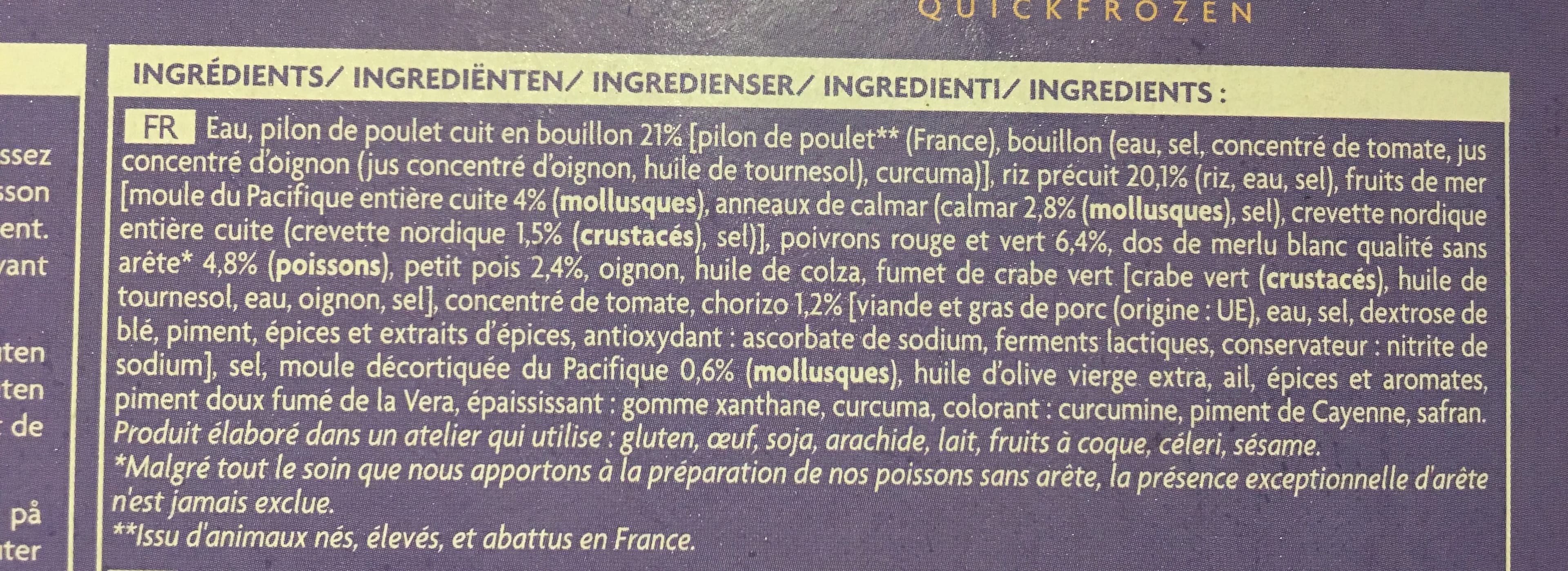 Picard Paella au poulet et aux fruits de mer packshot