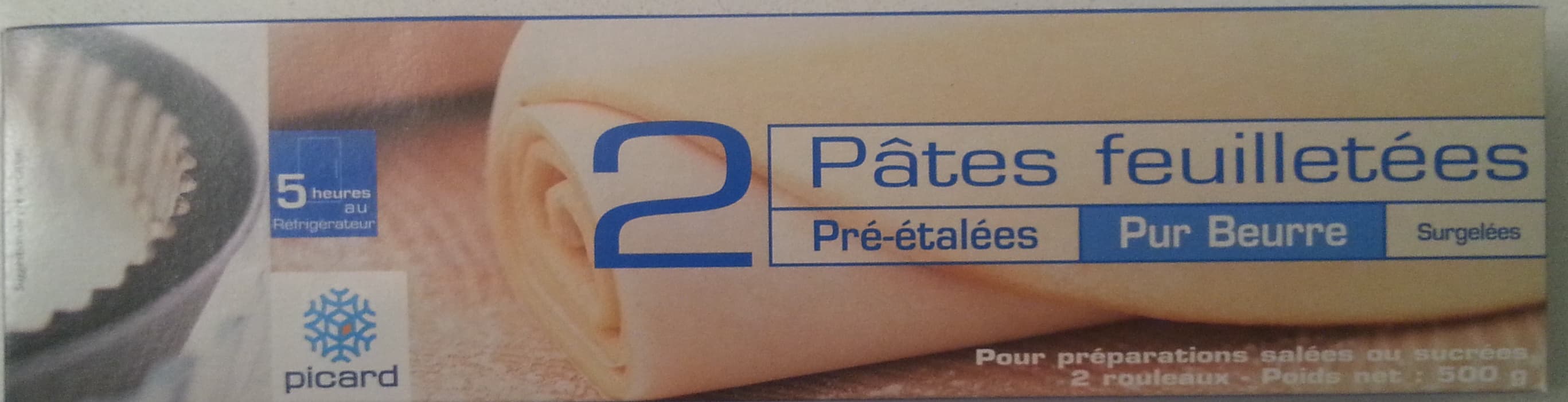 Picard 2 pâtes feuilletées pré-étalées, pur beurre packshot