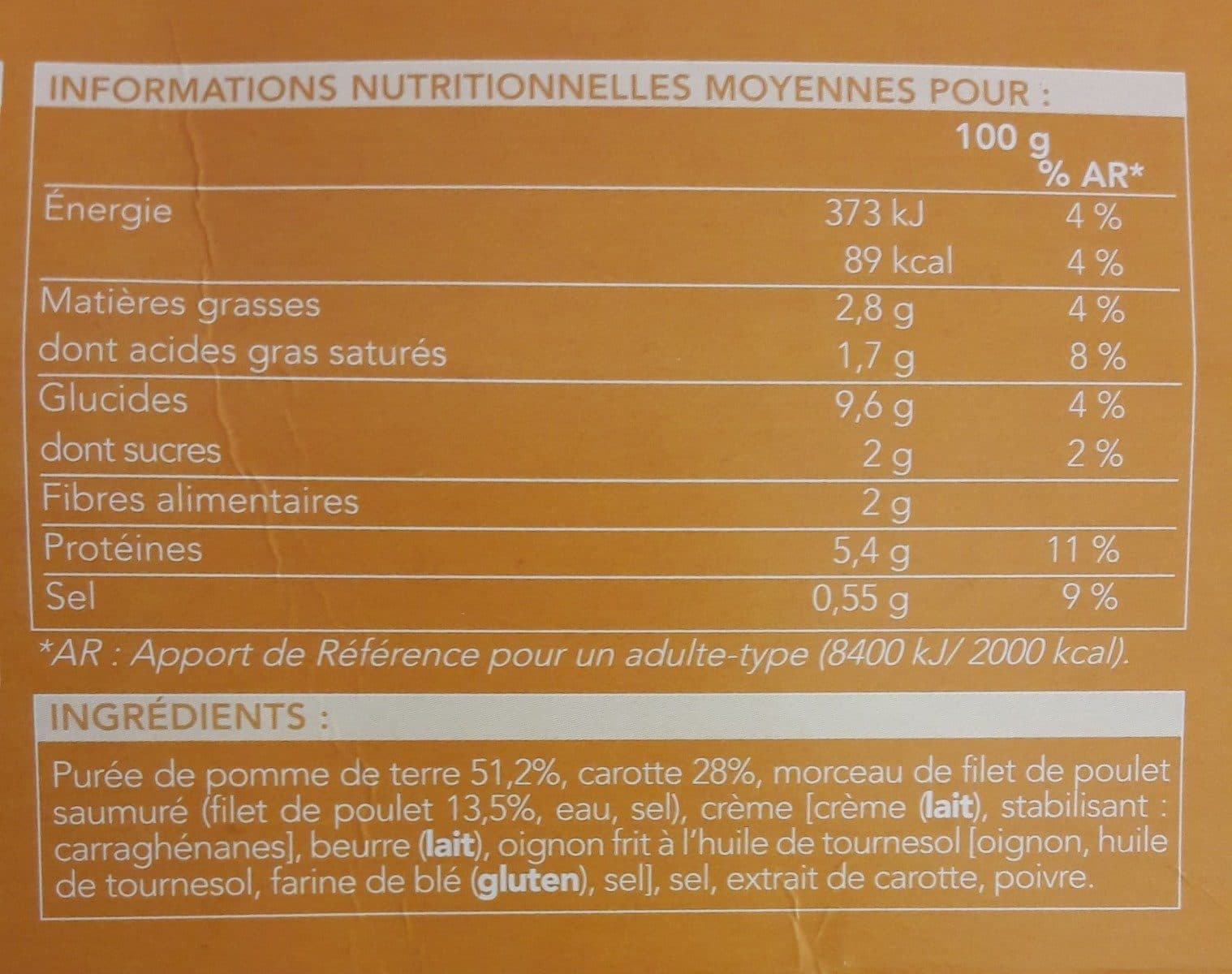 Picard Purée de pomme de terre au poulet et aux carottes packshot