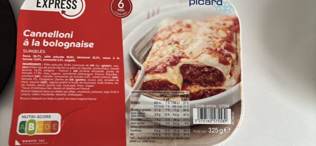 Picard Cannelloni à la bolognaise packshot