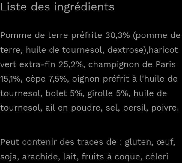 Picard Poêlée cuisinée à la forestière packshot