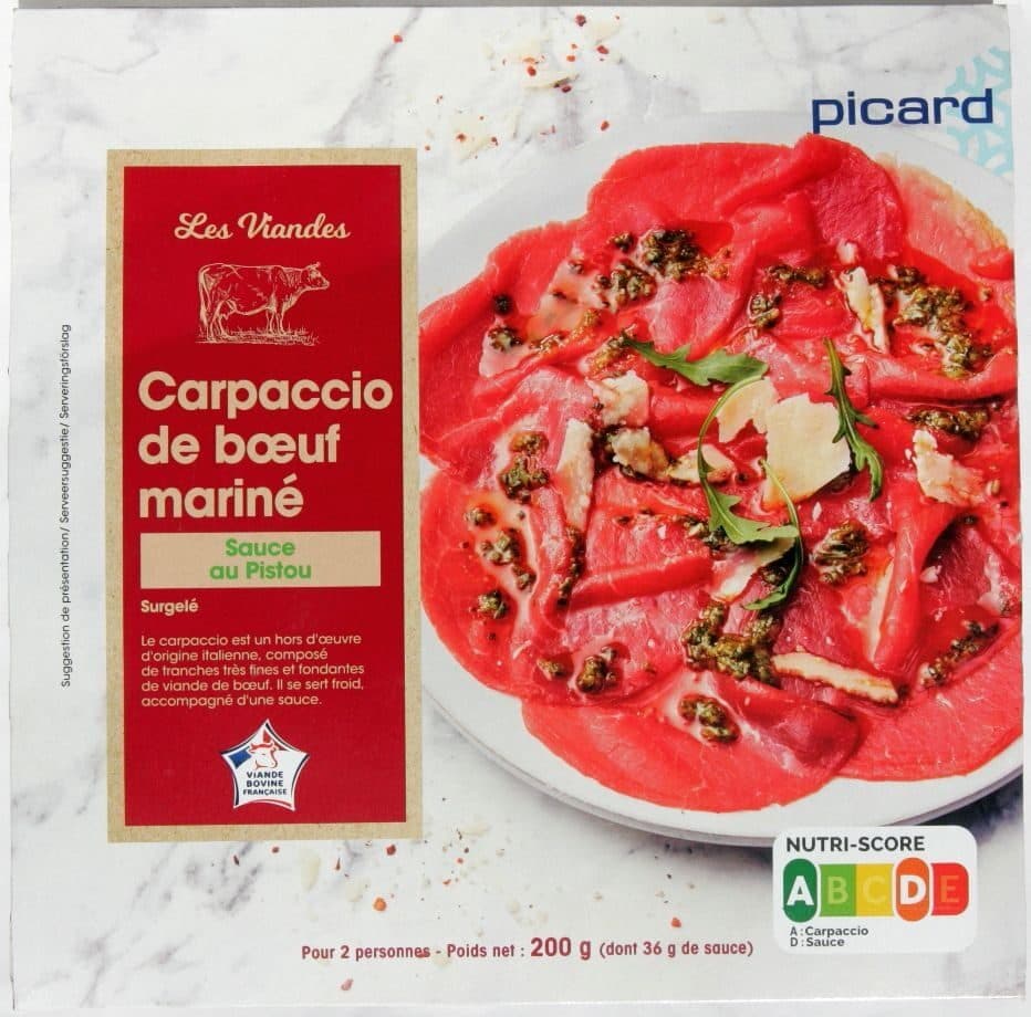 Picard Carpaccio de boeuf mariné, sauce au pistou packshot