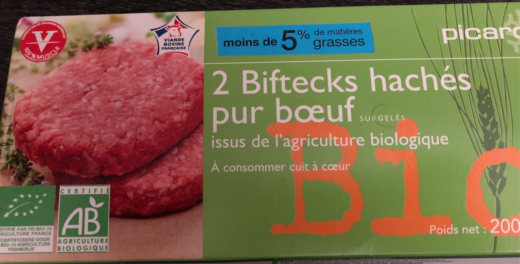 Picard 2 Biftecks Hachés Pur Bœuf 5% Bio packshot