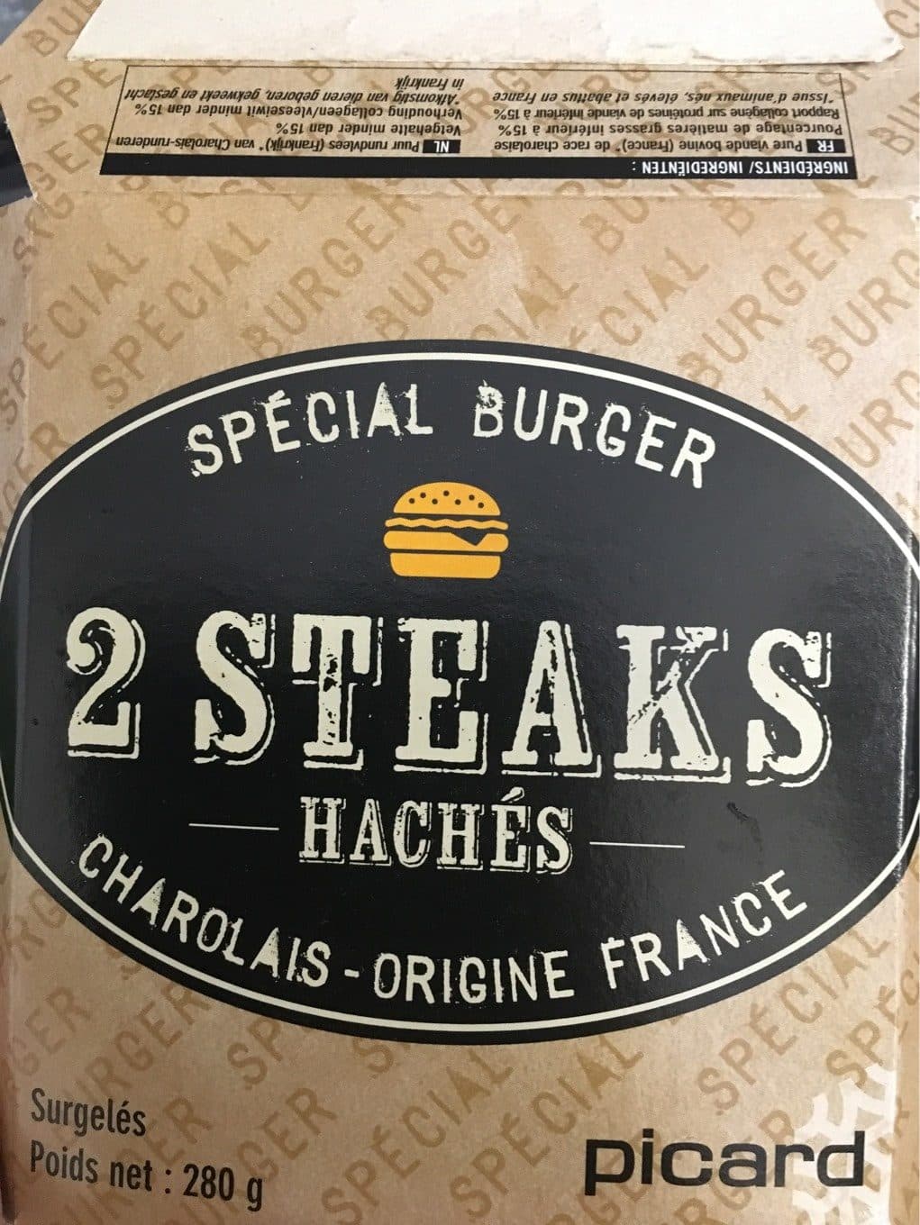 Picard 2 Steaks Hachés Charolais Spécial Burger packshot