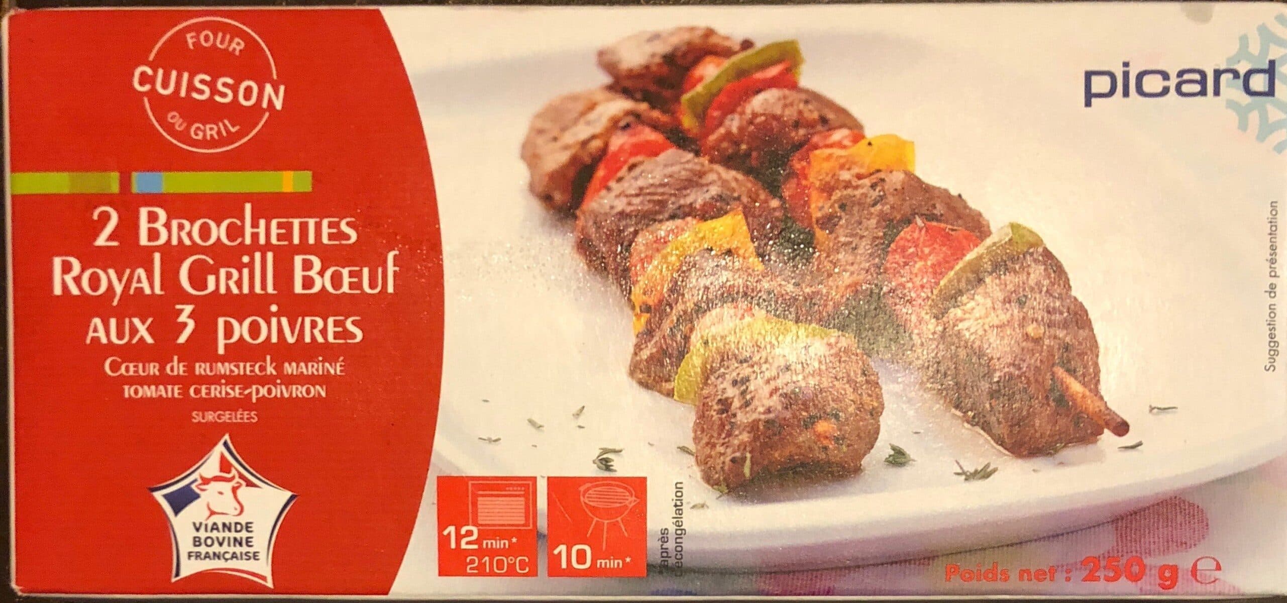 Picard 2 Brochettes Royal Grill bœuf aux 3 poivres packshot