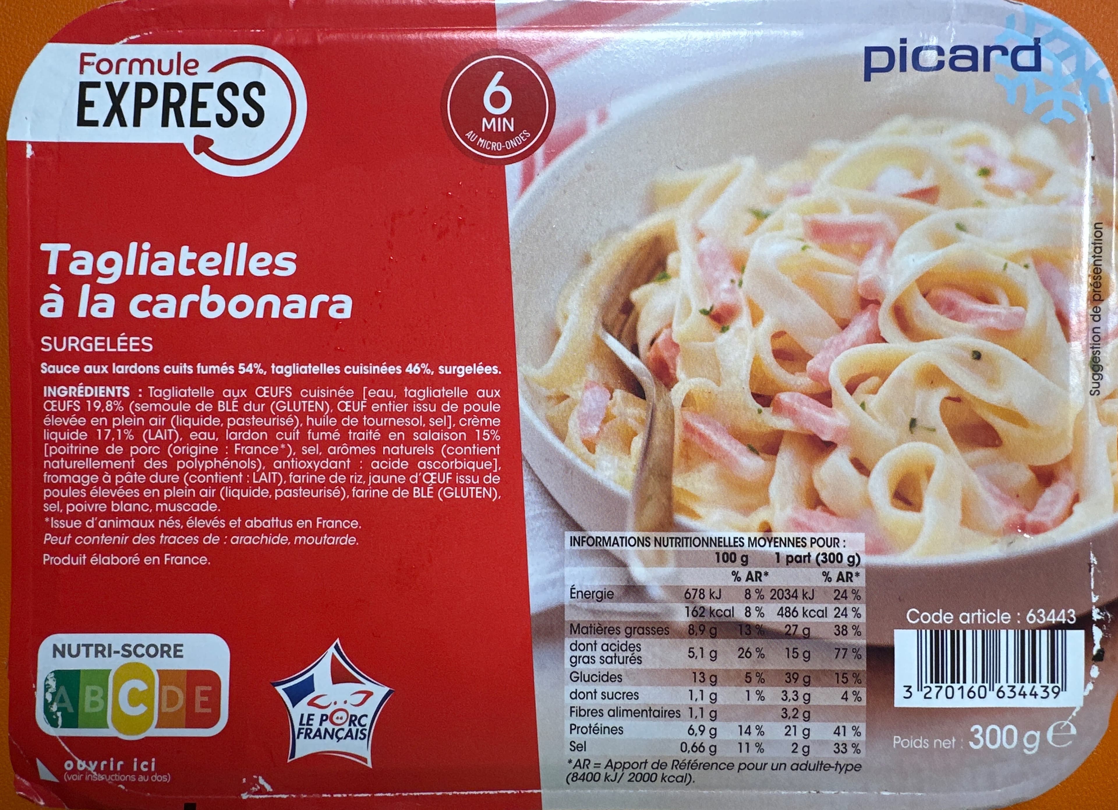 Formule express Tagliatelles à la carbonara packshot