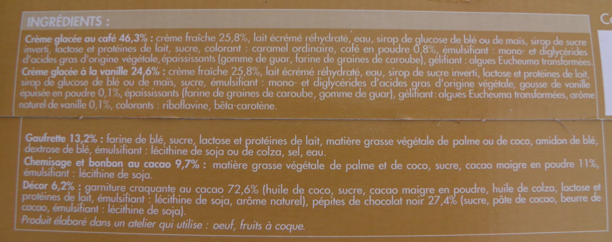 Picard Cônes intenses Vanille Café avec pépites de chocolat packshot