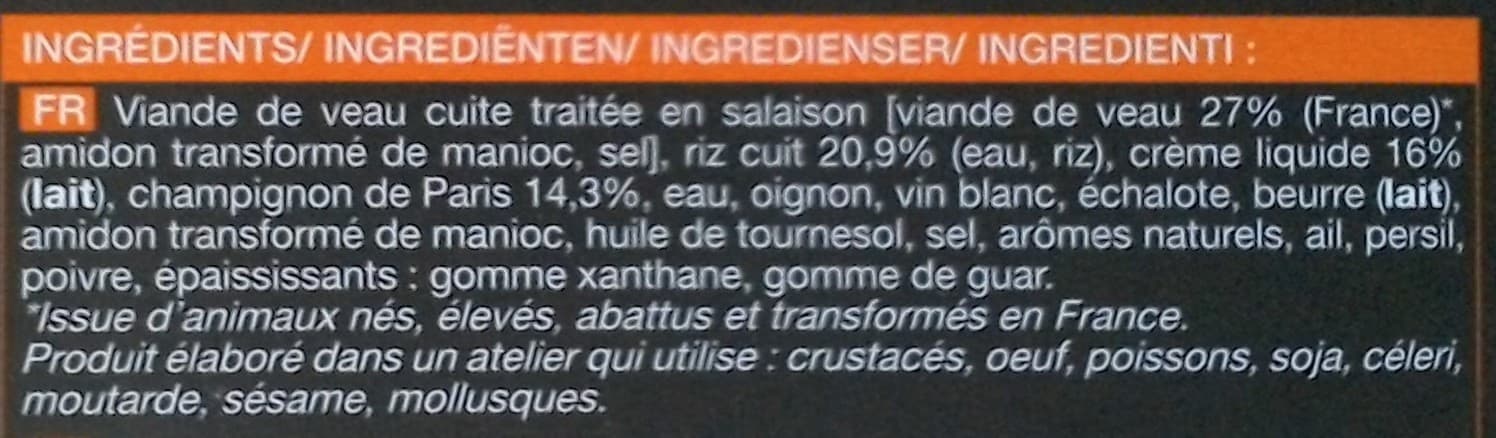 Picard Veau risotto et sauce aux champignons packshot