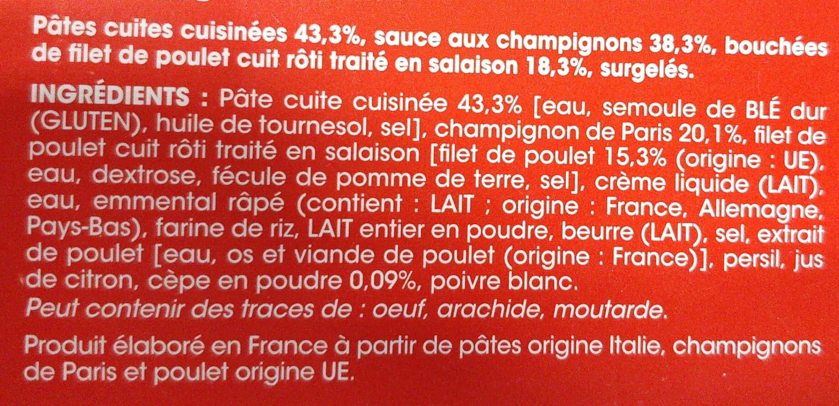 Picard Poulet et petites pâtes sauce aux champignons packshot