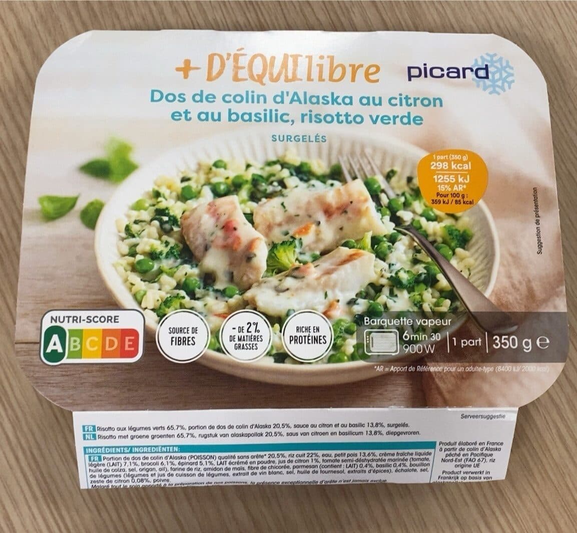 Picard Colin d'Alaska au citron et au basilic, risotto verde packshot