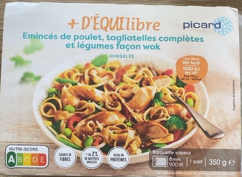 Picard Émincés de poulet, tagliatelles complètes et légumes façon wok packshot