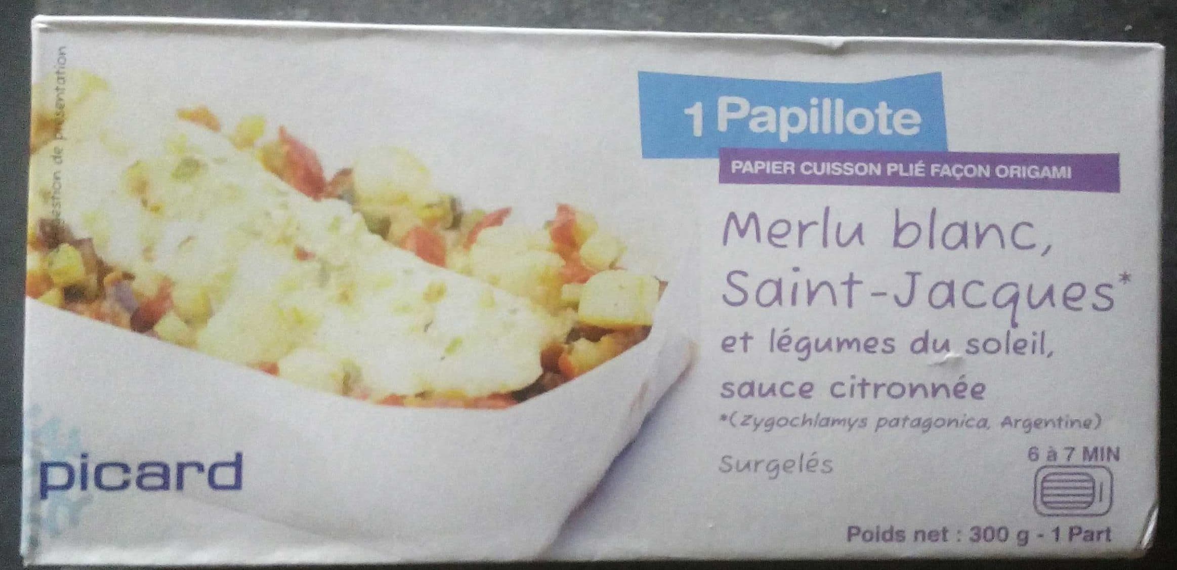 Picard 1 Papillote Merlu Blanc Saint-Jacques et Légumes du Soleil, Sauce Citronnée packshot