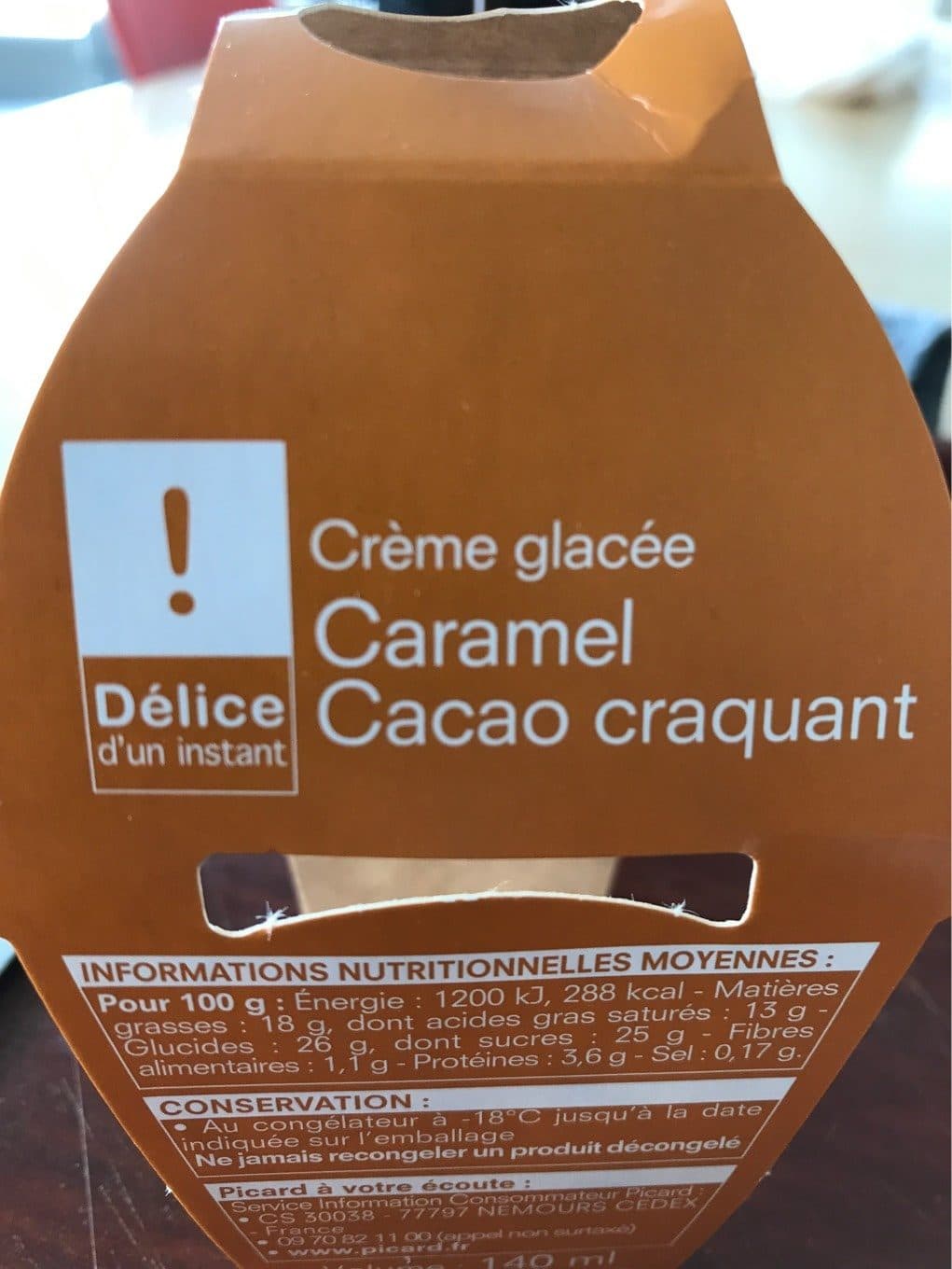 Picard Creme glacee caramel cacao craquant packshot
