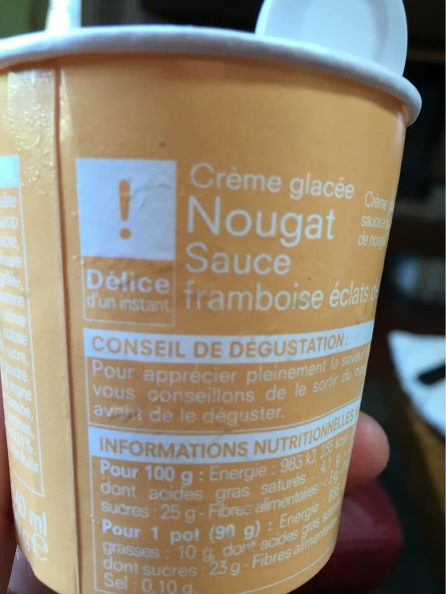 Picard Creme nougart sauce framboise eclats de nougat packshot