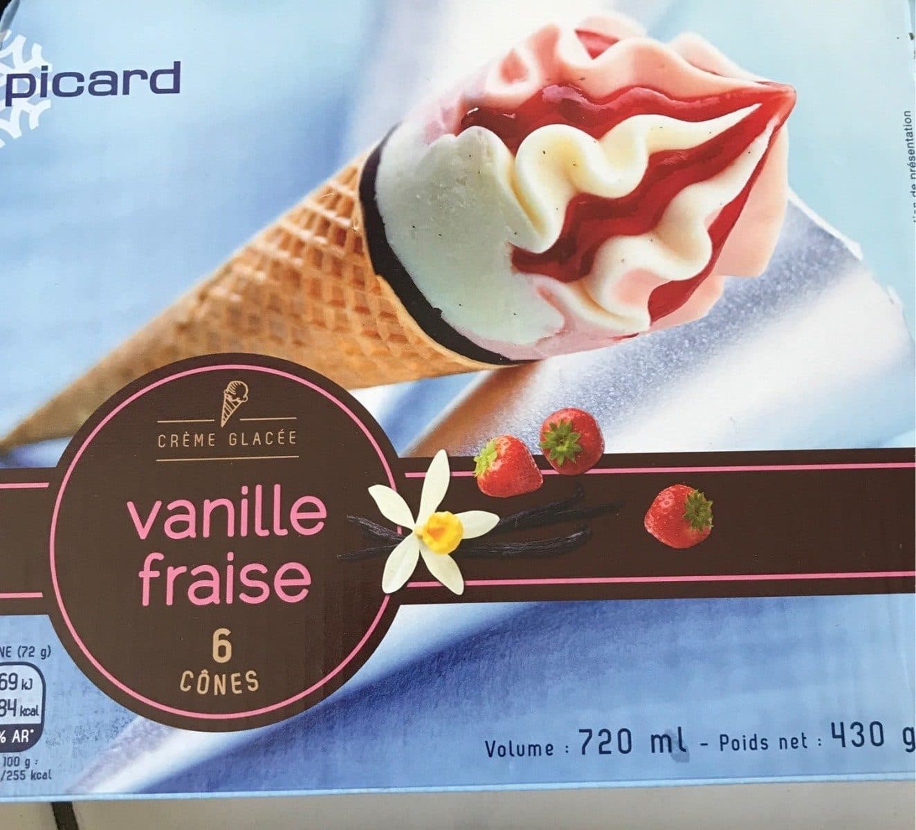 Picard Crème Glacée Vanille Fraise packshot