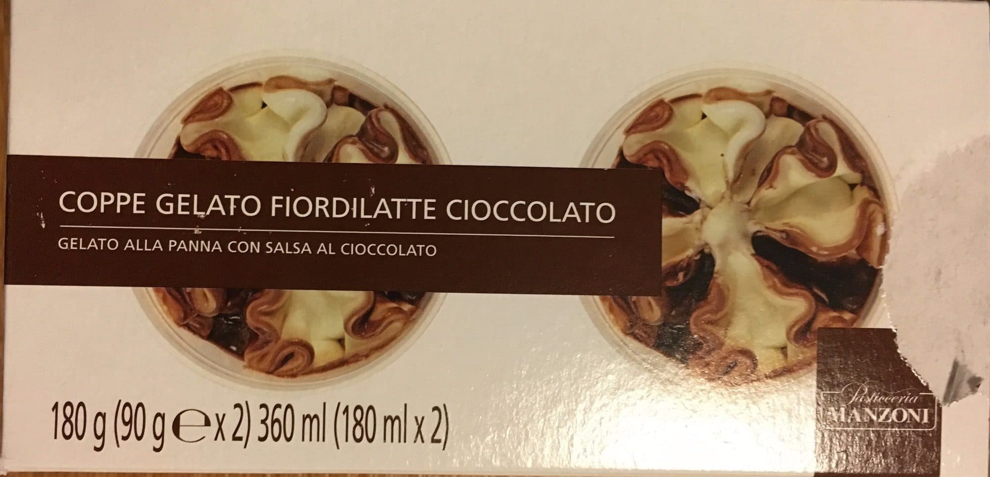 Pasticceria Manzoni Coppe gelato fiordilatte cioccolato (coupes glacées chocolat fleur de lait) packshot