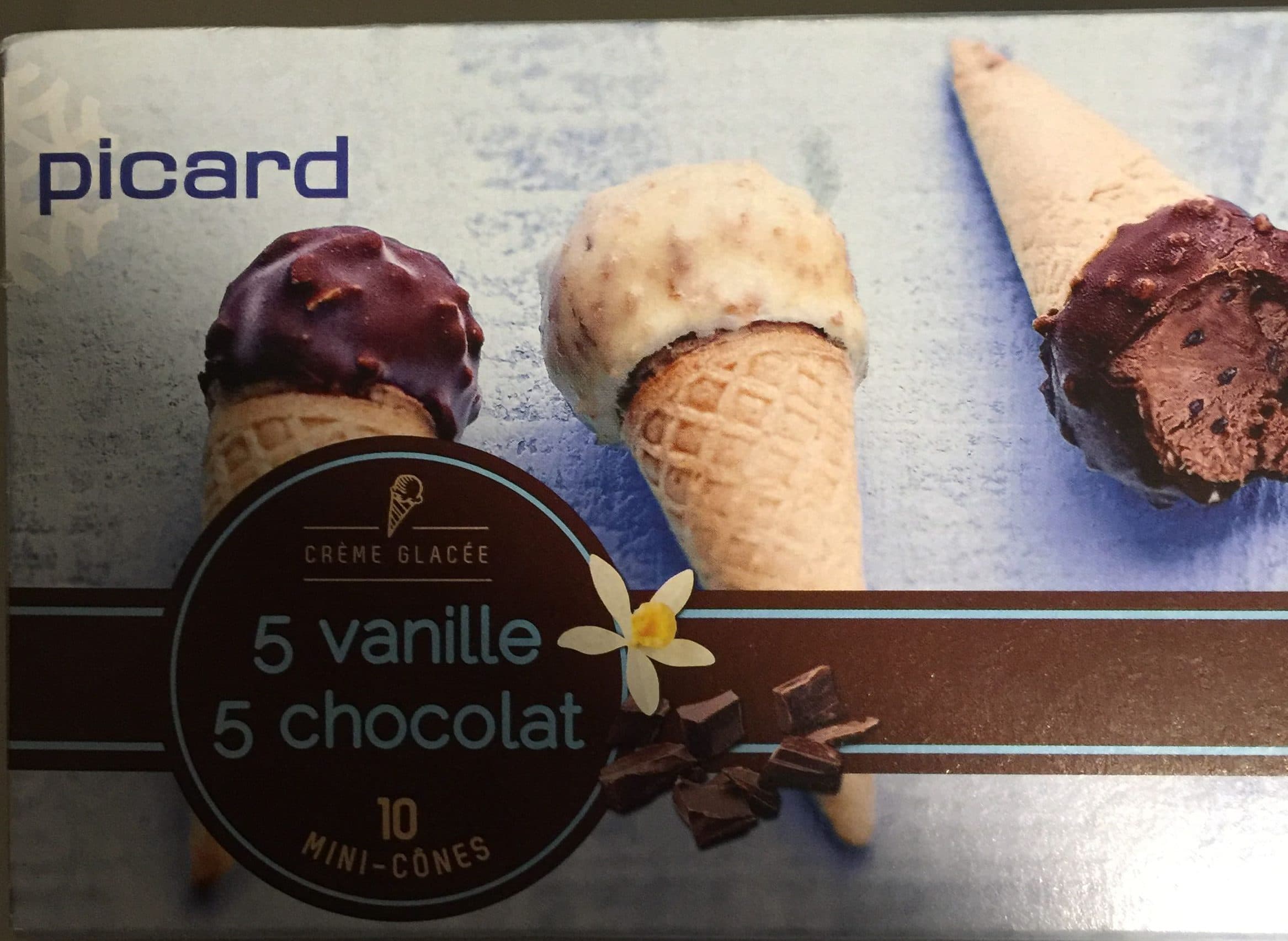 Picard 10 Mini-Cônes, 5 Vanille - 5 Chocolat packshot