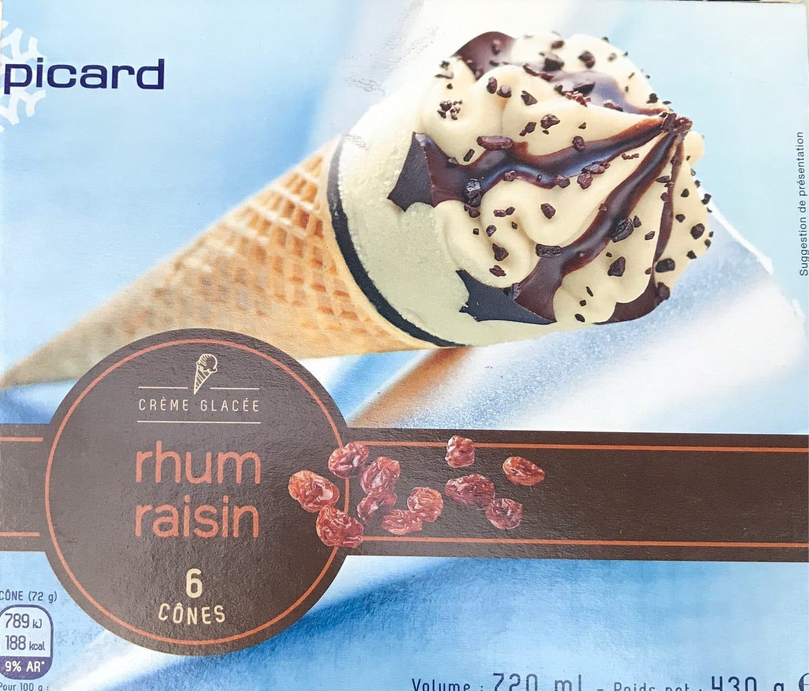 Picard 6 Cônes Crème Glacée Rhum Raisin packshot