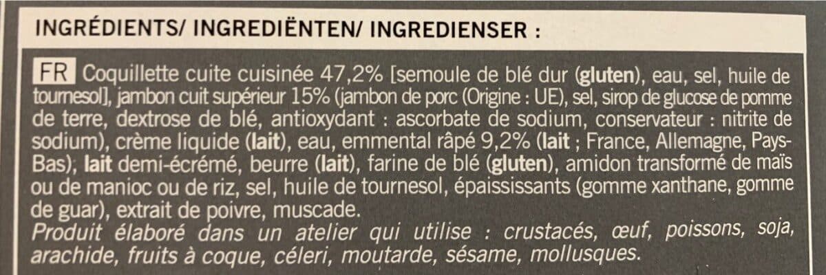 Picard Gratin de coquillettes au jambon et à l'emmental packshot
