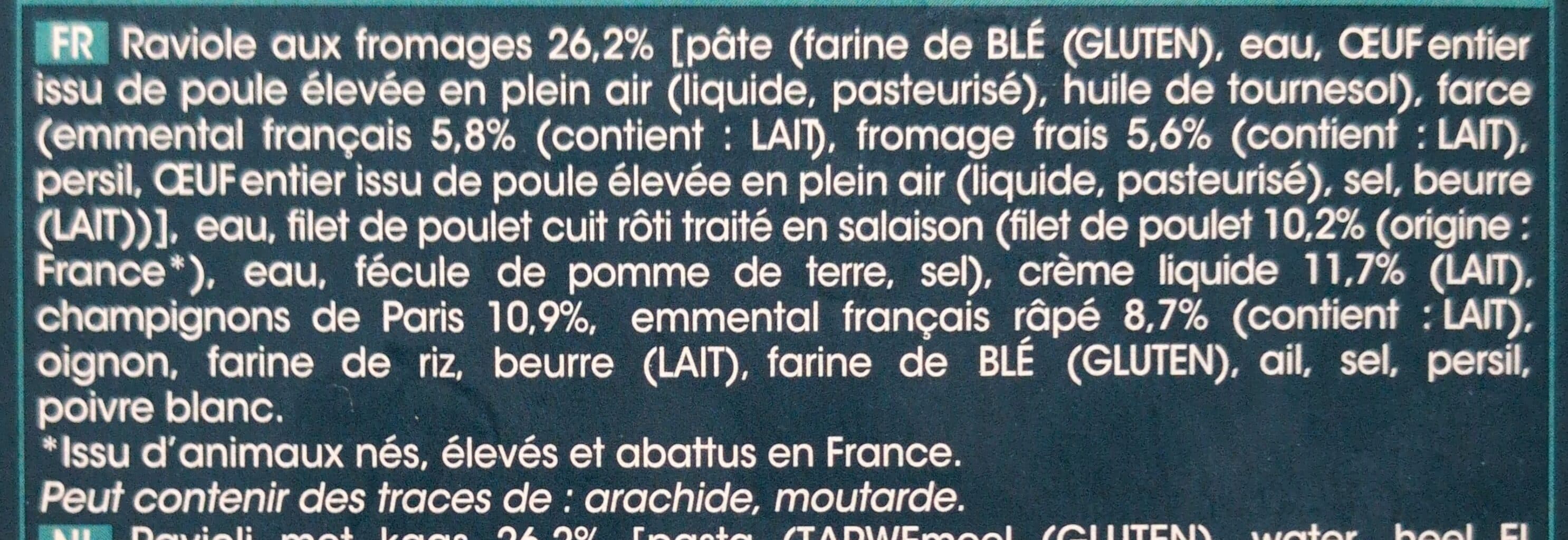 Picard Gratin de ravioles aux fromages, poulet et champignons packshot