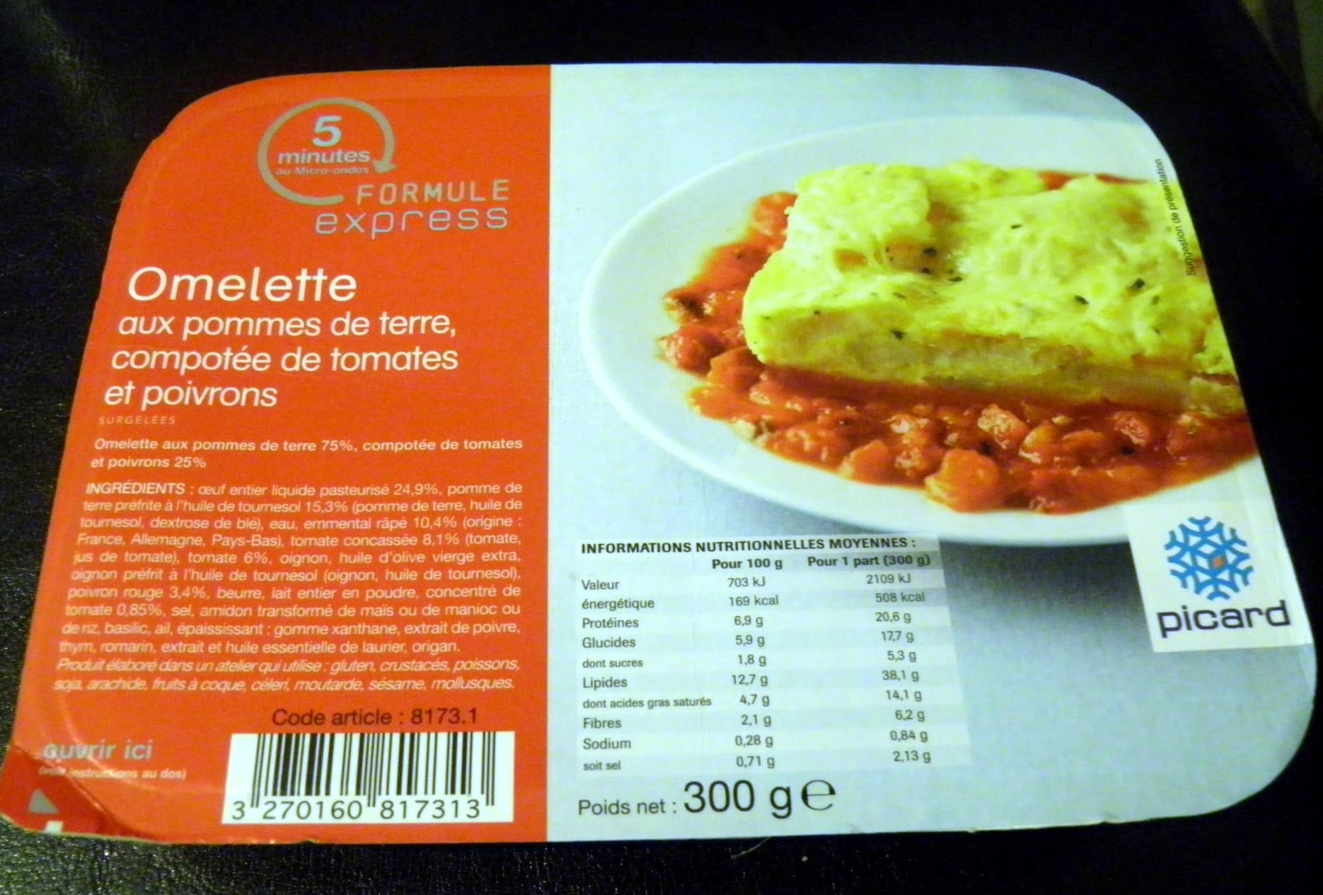 Picard Omelette aux pommes de terre, compotée de tomates et poivrons Picard packshot