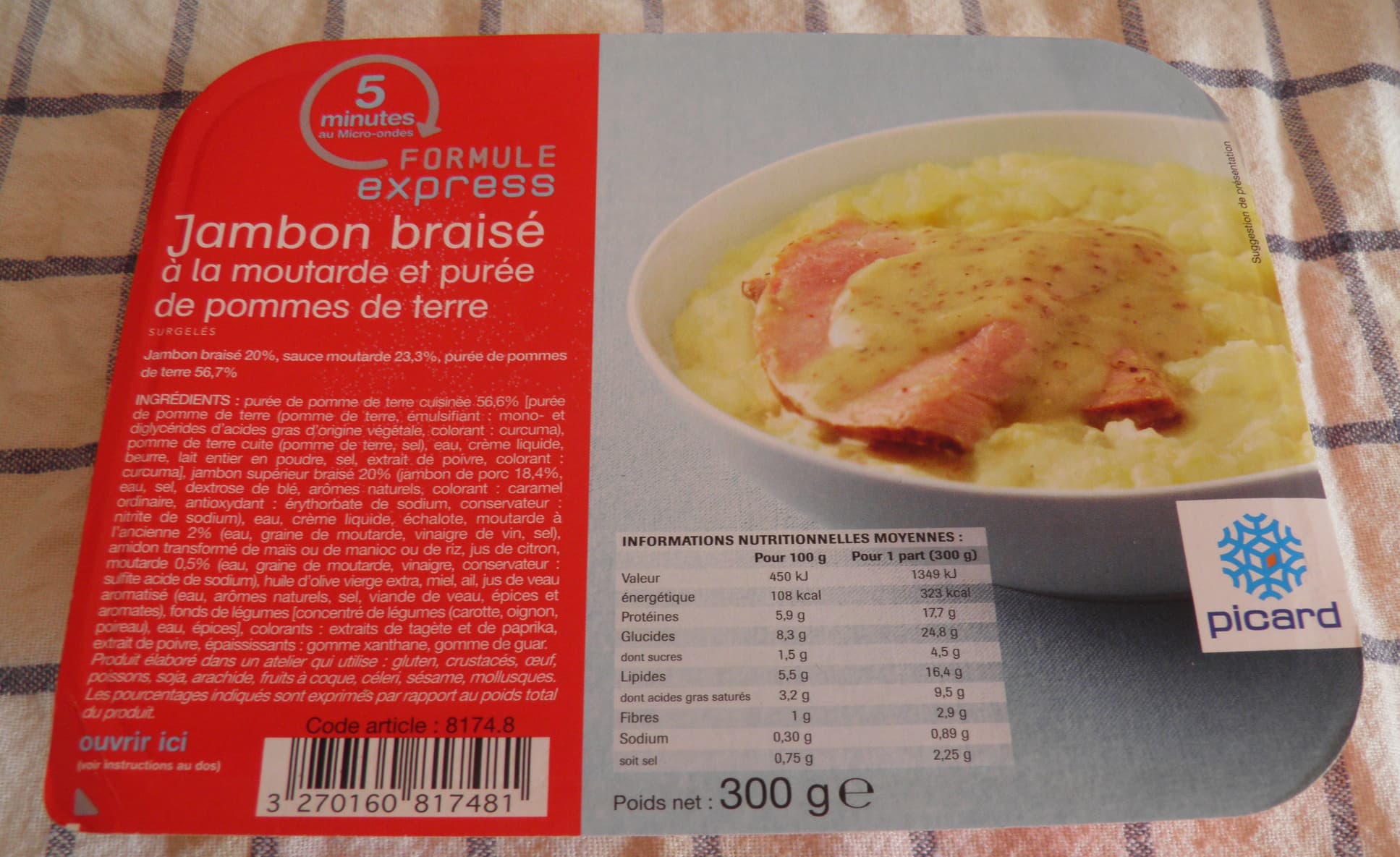 Picard Formule express Jambon braisé à la moutarde et purée de pommes de terre packshot
