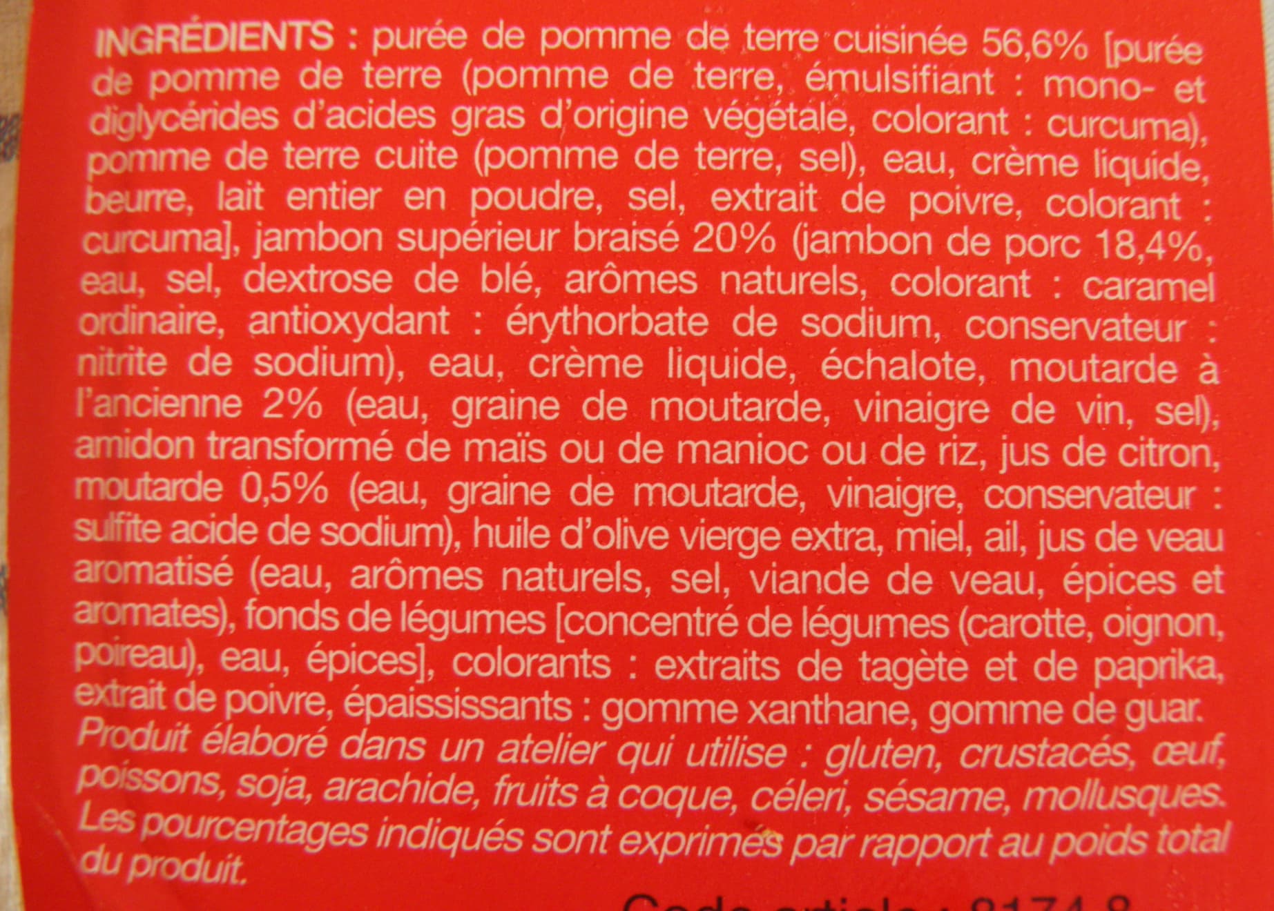 Picard Formule express Jambon braisé à la moutarde et purée de pommes de terre packshot