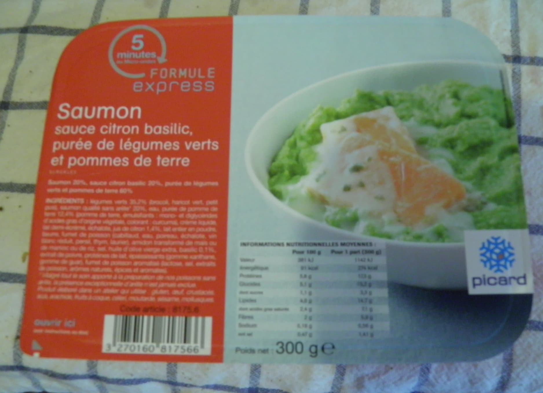 Picard Saumon sauce citron basillic, purée de légumes pommes de terre packshot
