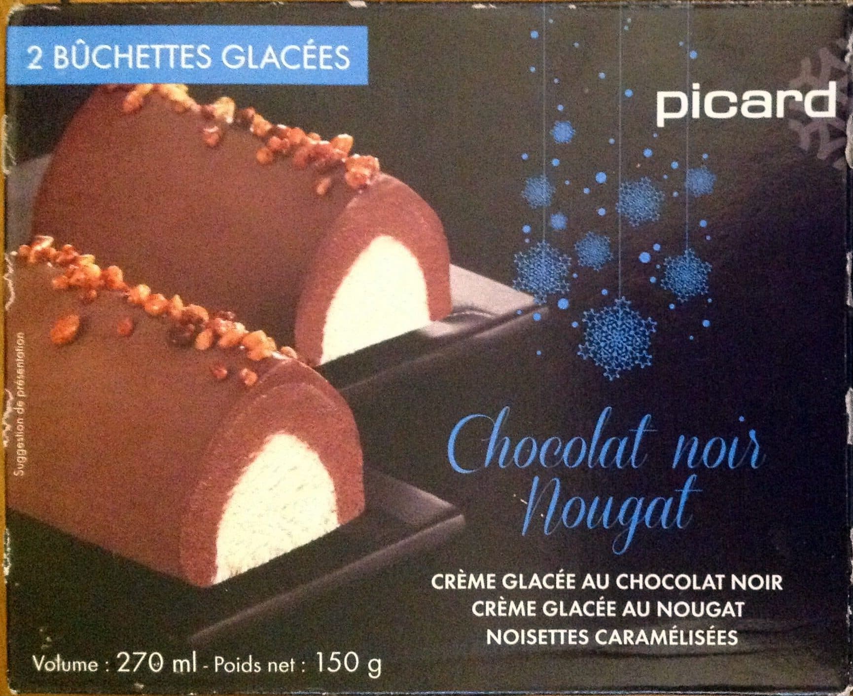 Picard Chocolat noir nougat Crème glacée au chocolat noir Crème glacée au nougat noisettes caramélisées packshot