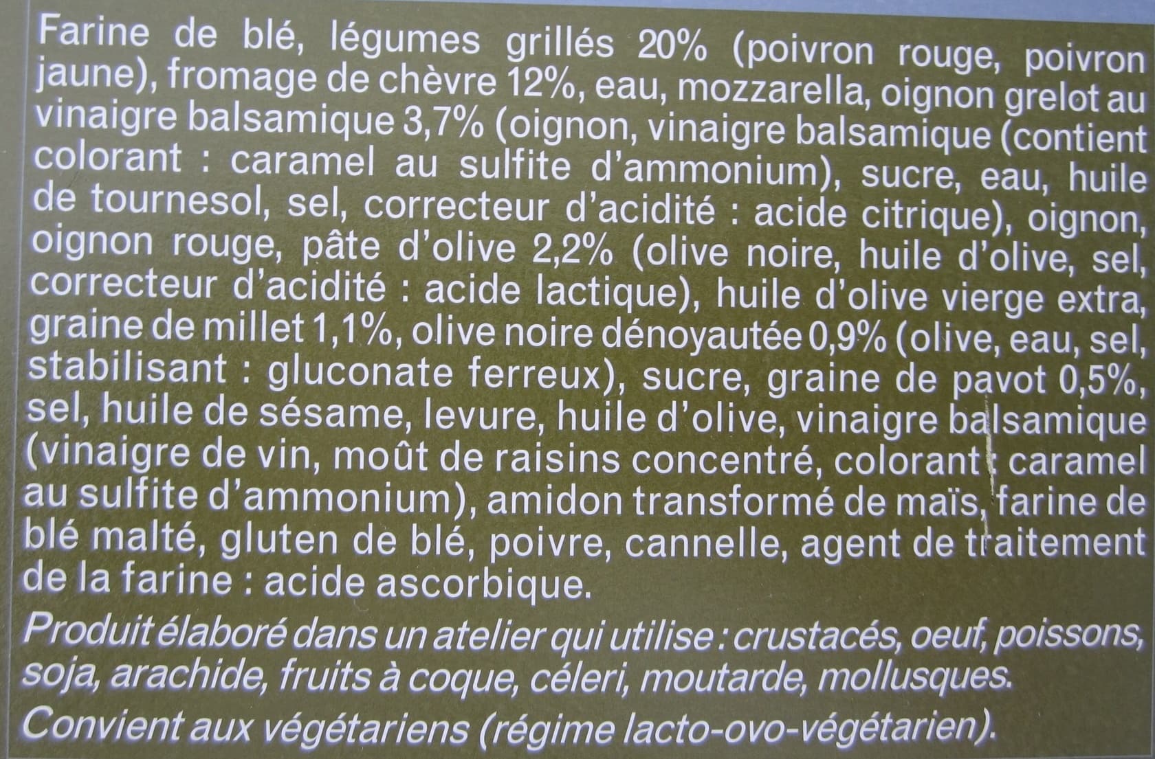 Picard Les Pizzas Créatives (Légumes grillés, chèvre, chutney d'olives noires) packshot