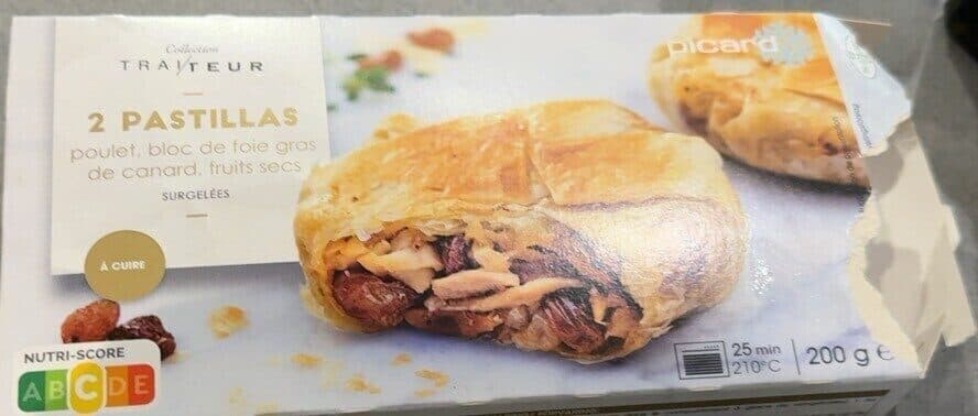 Picard 2 pastillas poulet, bloc foie gras canard, fruits secs packshot