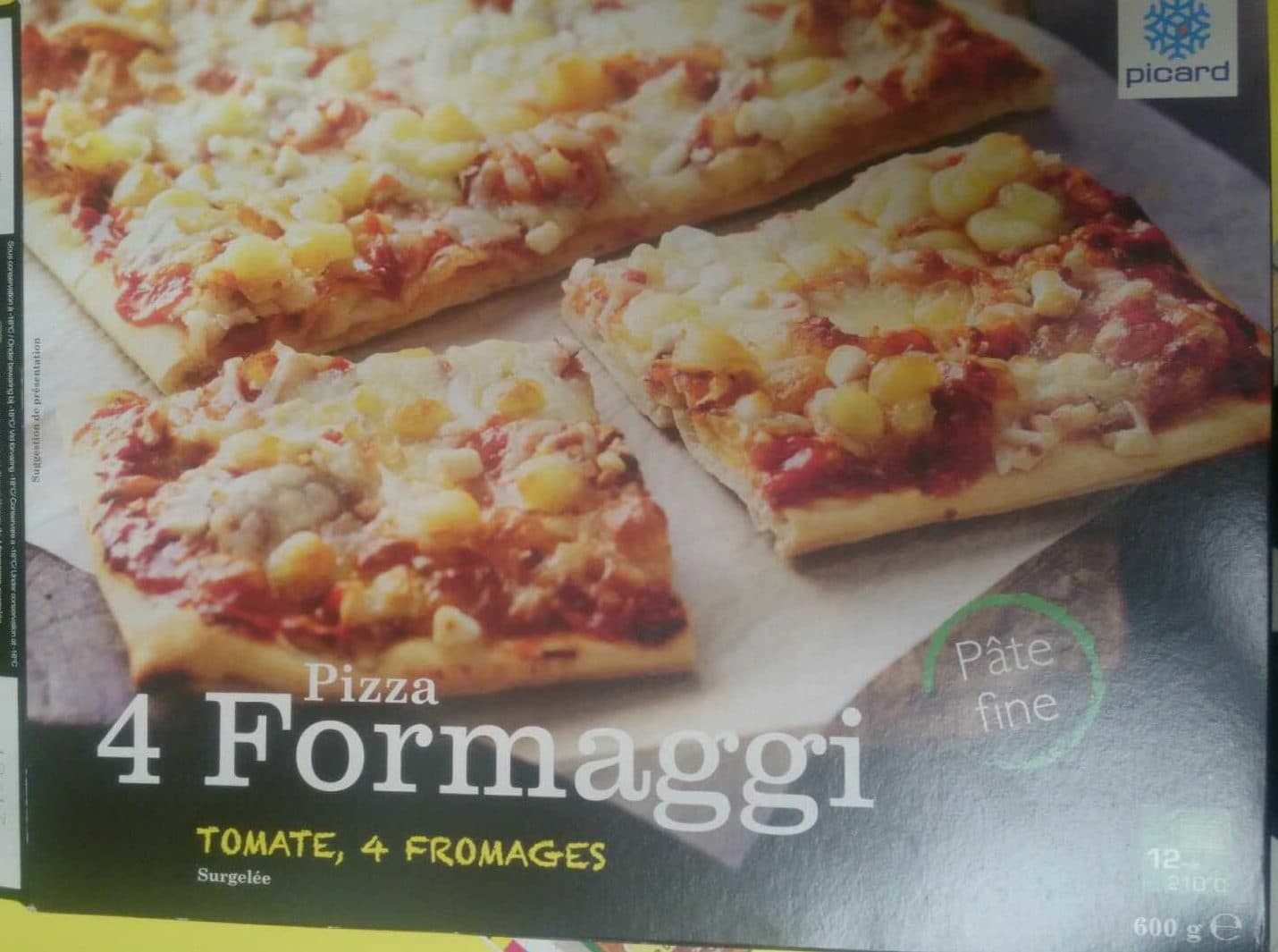 Picard Pizza Tomate, 4 fromages Pâte fine packshot