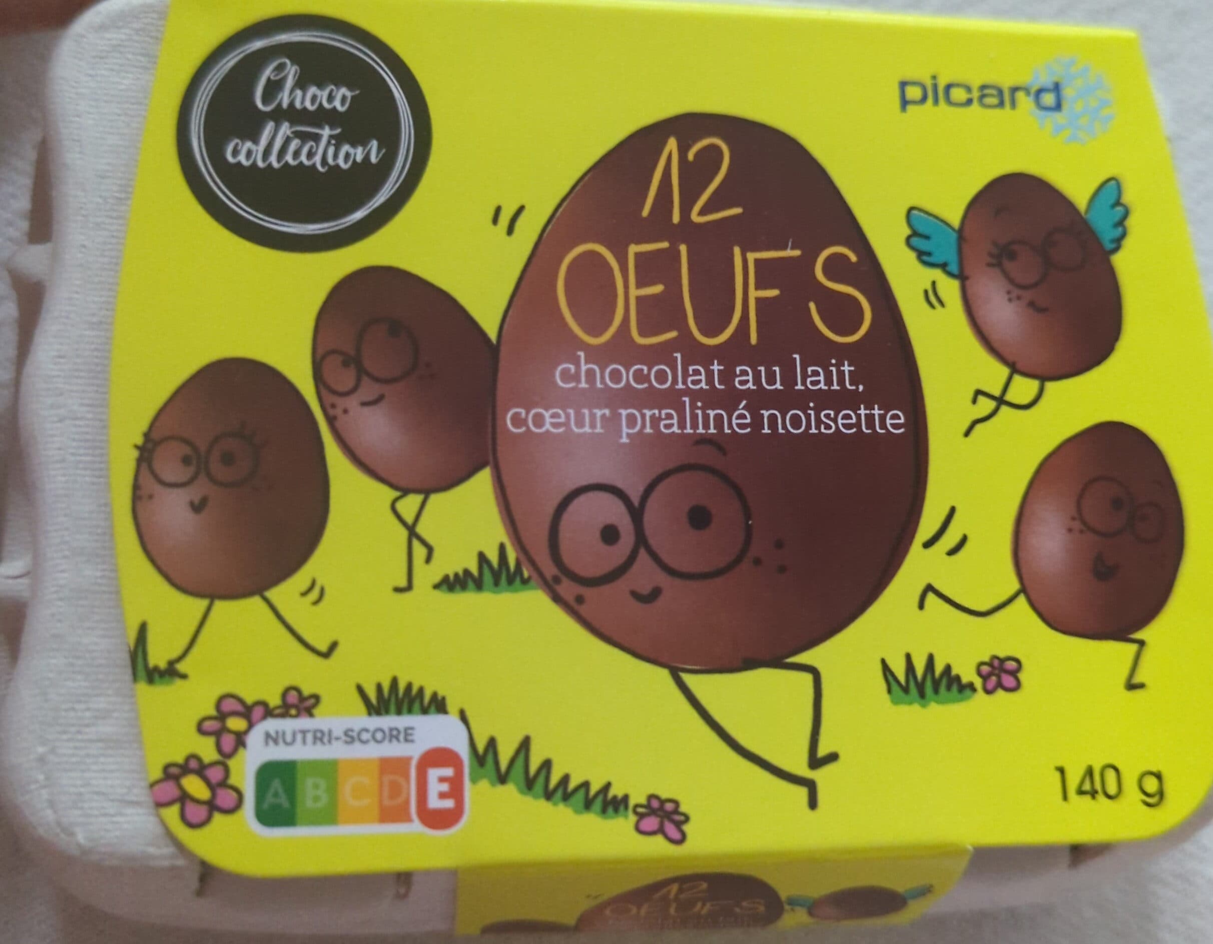 Picard 12 oeufs chocolat au lait, cœur praline noisette packshot