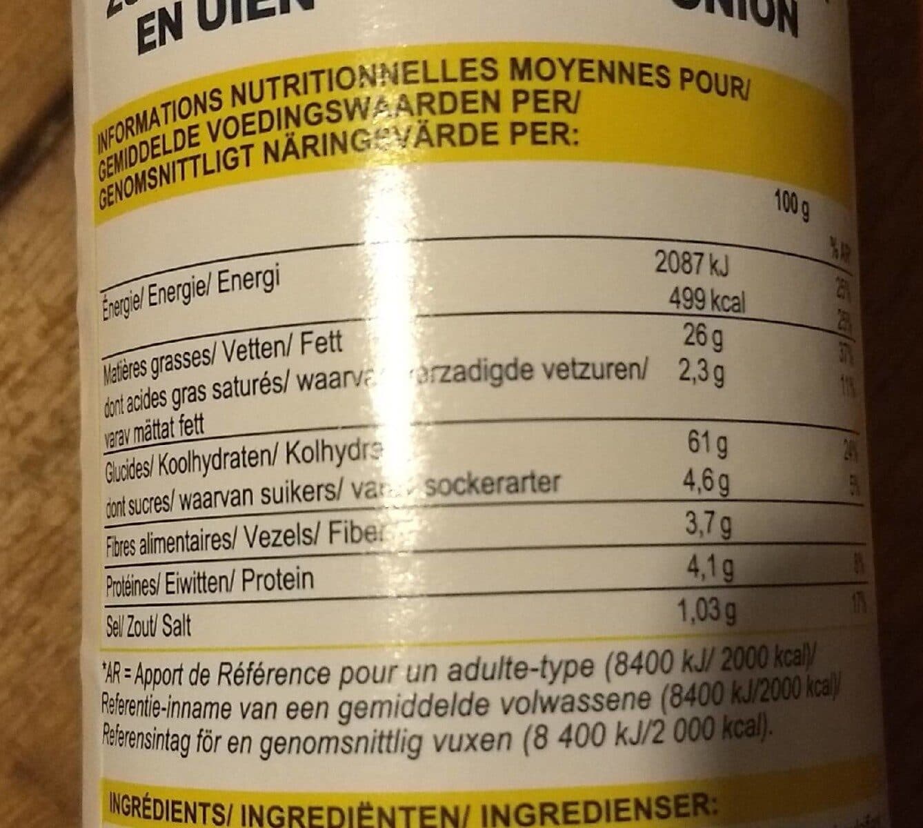 Picard Tuiles goût crème oignons packshot