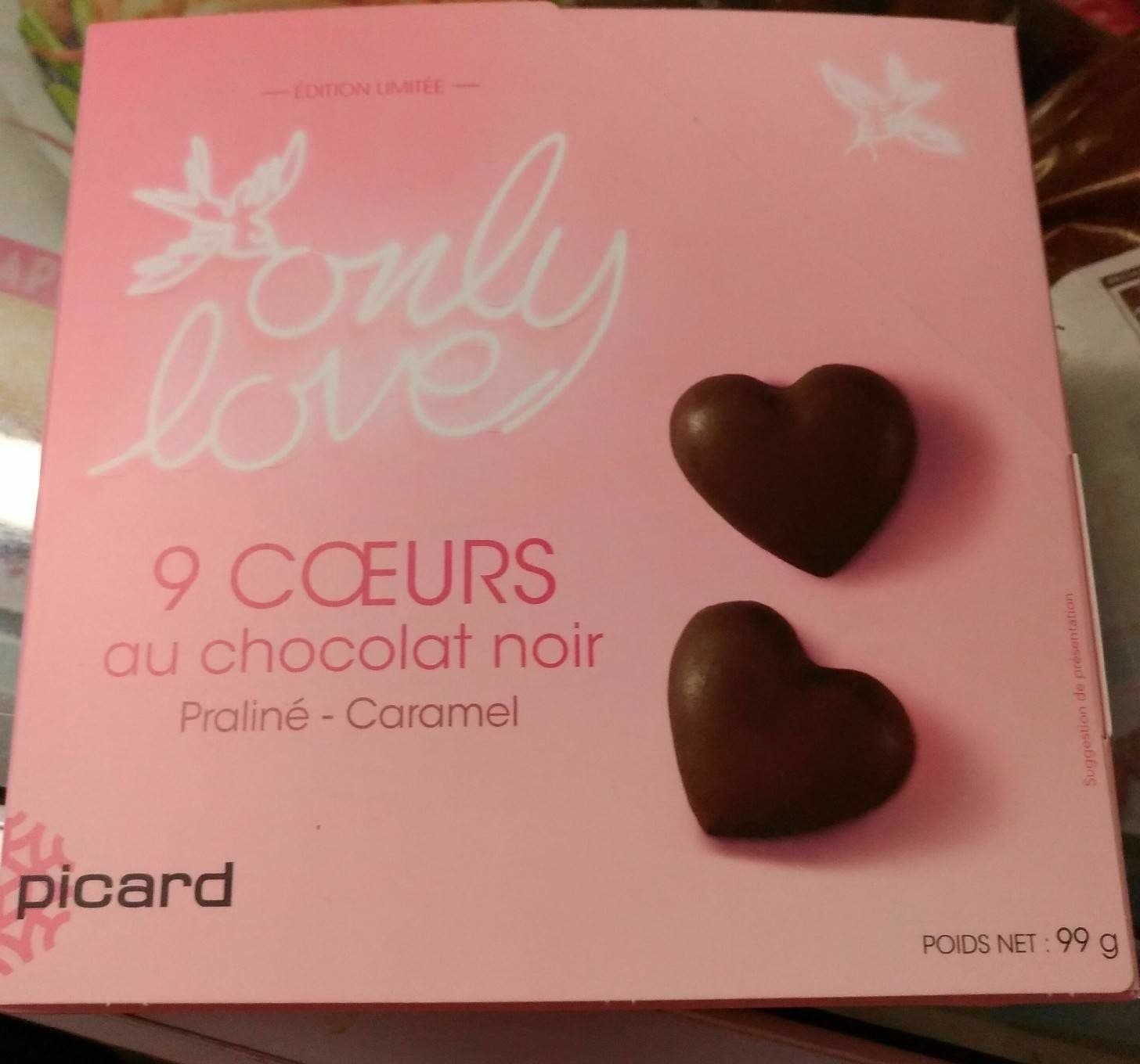 Picard 9 Cœurs au Chocolat Noir Praliné-Caramel packshot