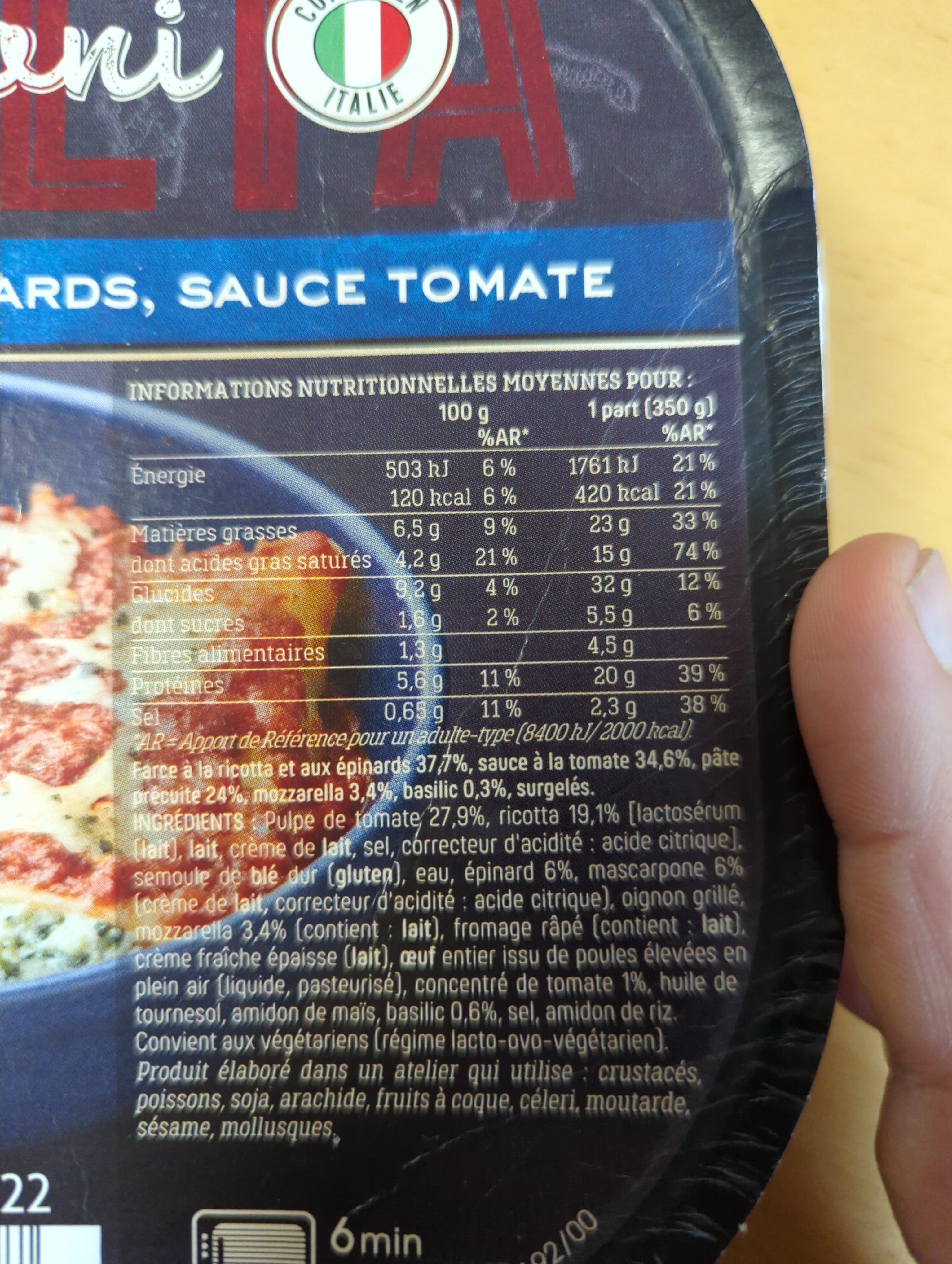 Picard Cannelloni ricotta épinard et sauce tomate packshot