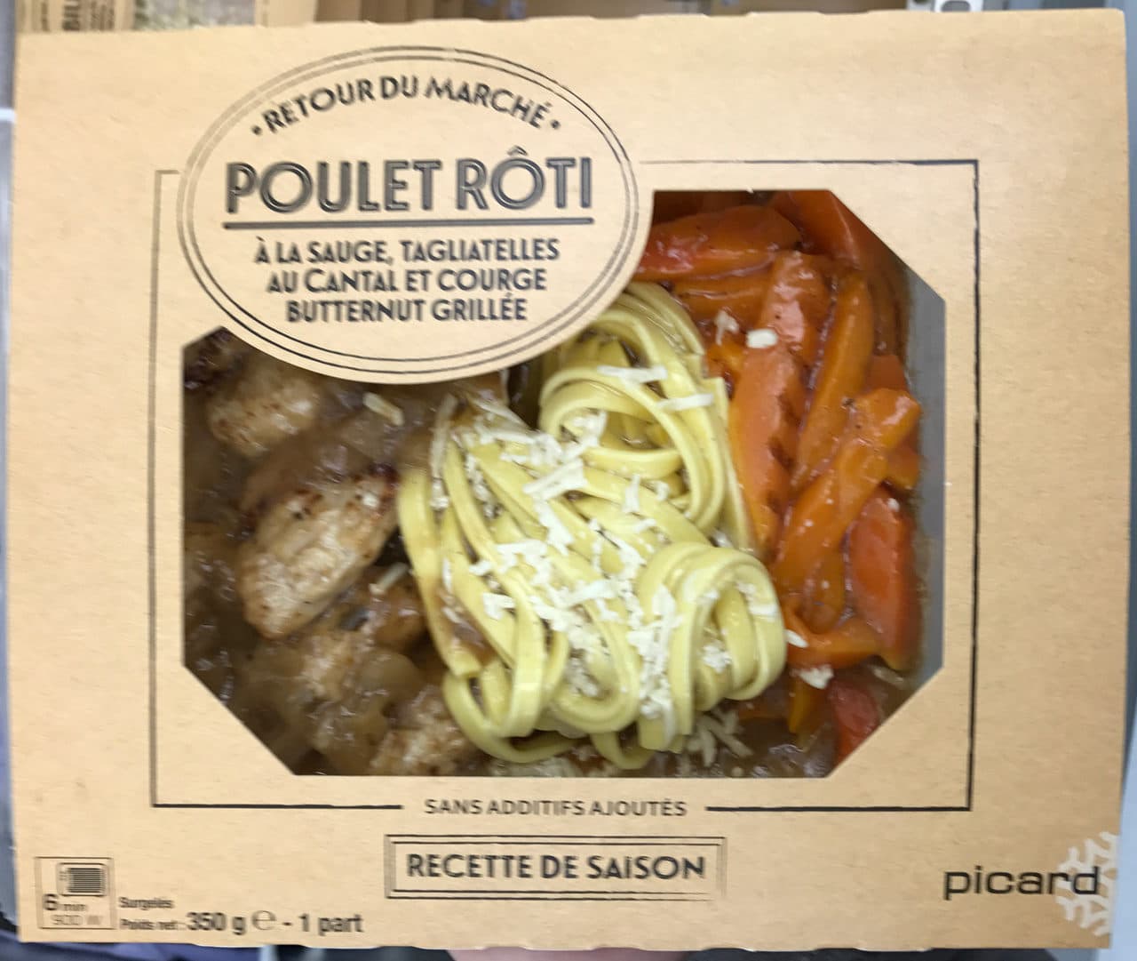 Picard Poulet rôti à la sauge, tagliatelles au cantal et courge butternut grillée packshot