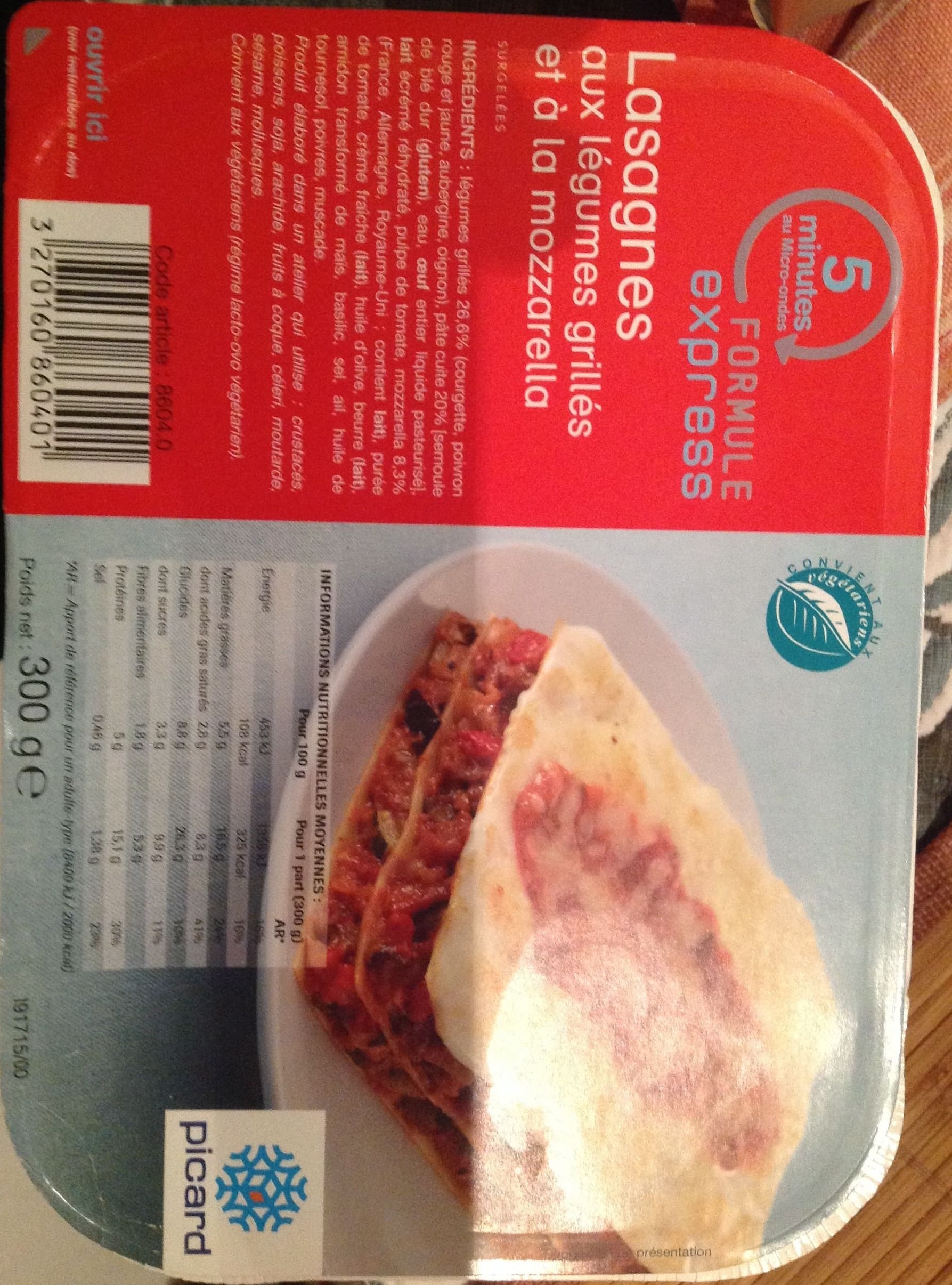 Formule express Lasagnes aux légumes grillés et à la mozzarella, Surgelées packshot