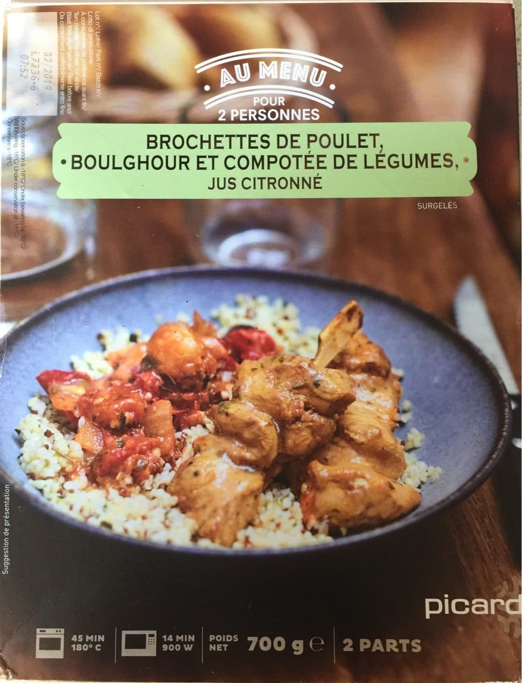 Picard Brochettes de Poulet, Boulghour et Compotée de Légumes, Jus Citronné packshot