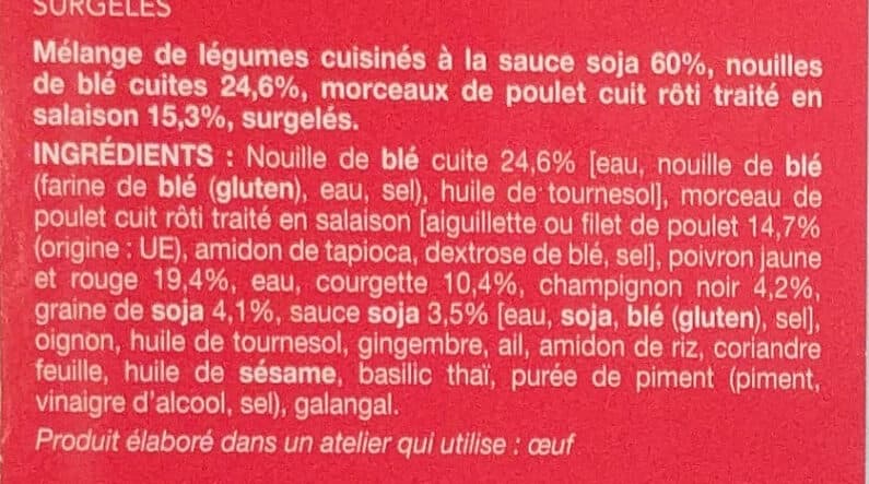 Picard Poulet, Nouilles Asiatiques et Légumes Wok packshot