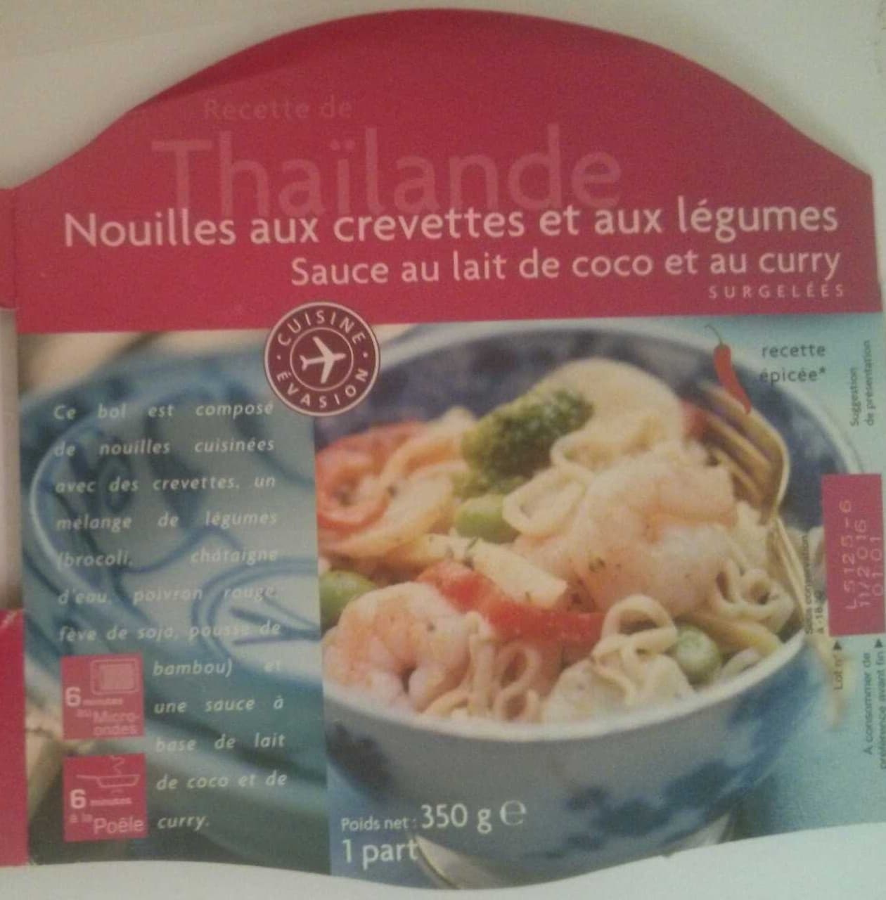 Picard Recette de Thaïlande Nouilles aux crevettes et aux légumes packshot